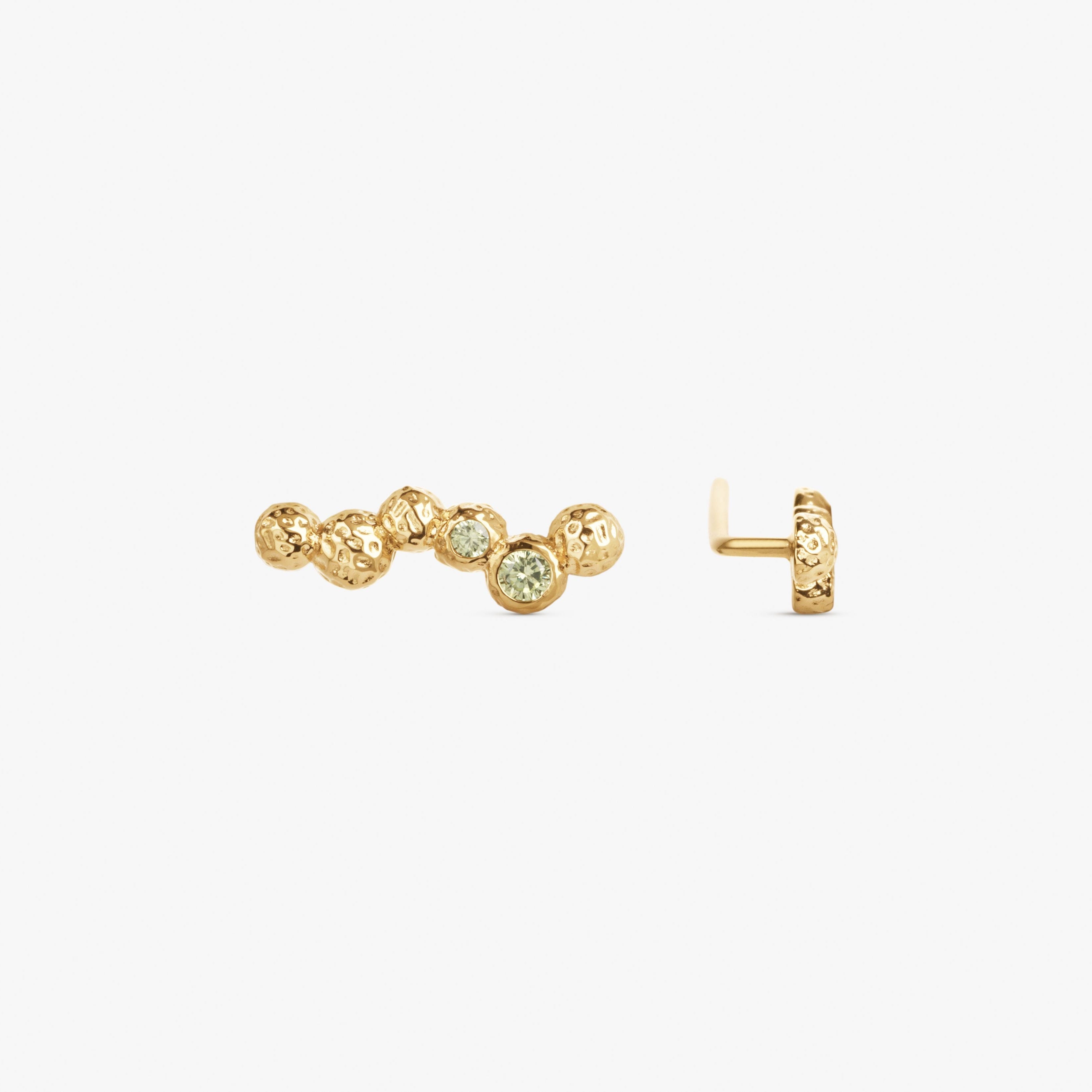 Wavy Gem Dots Earclimbers - Right ear