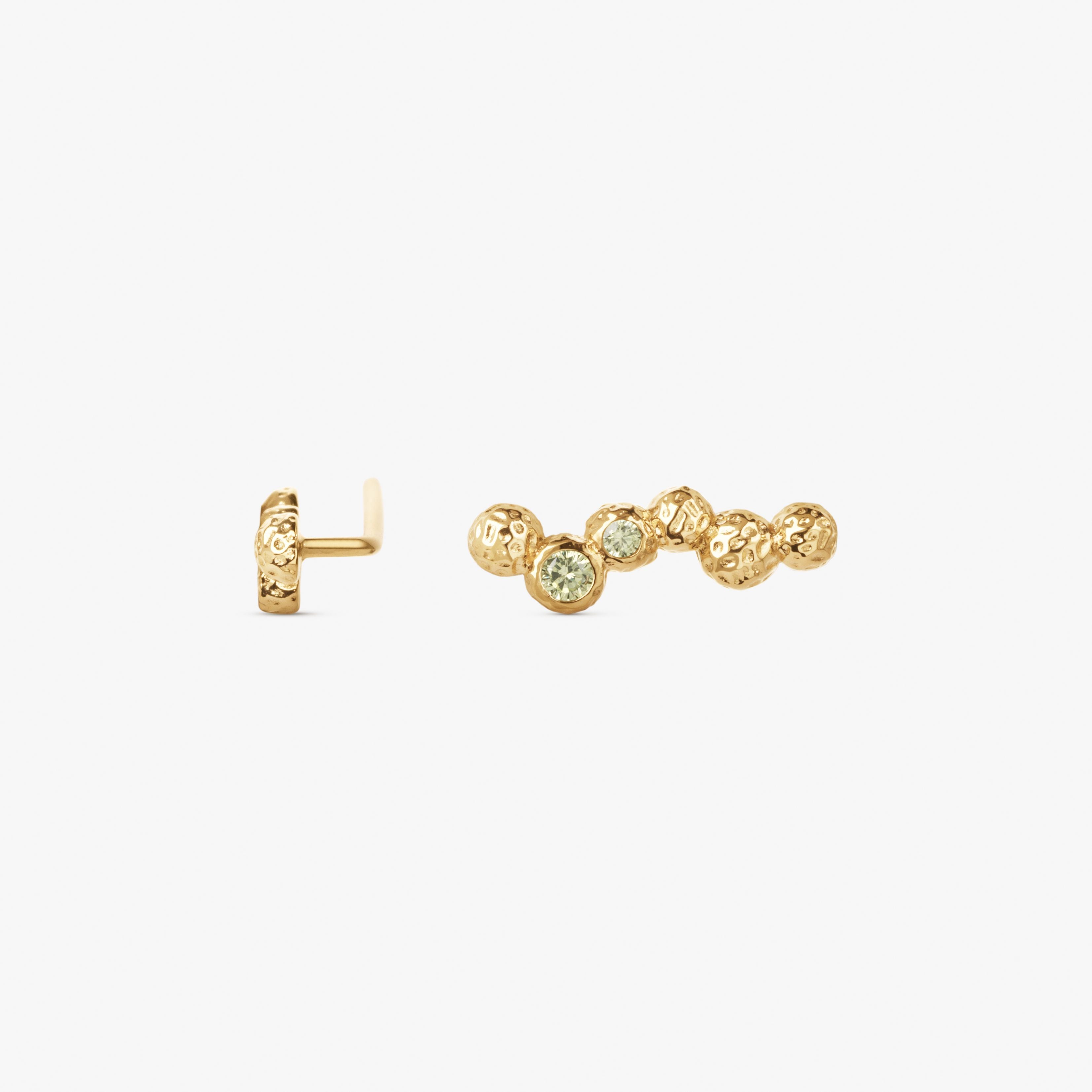 Wavy Gem Dots Earclimbers - Left ear