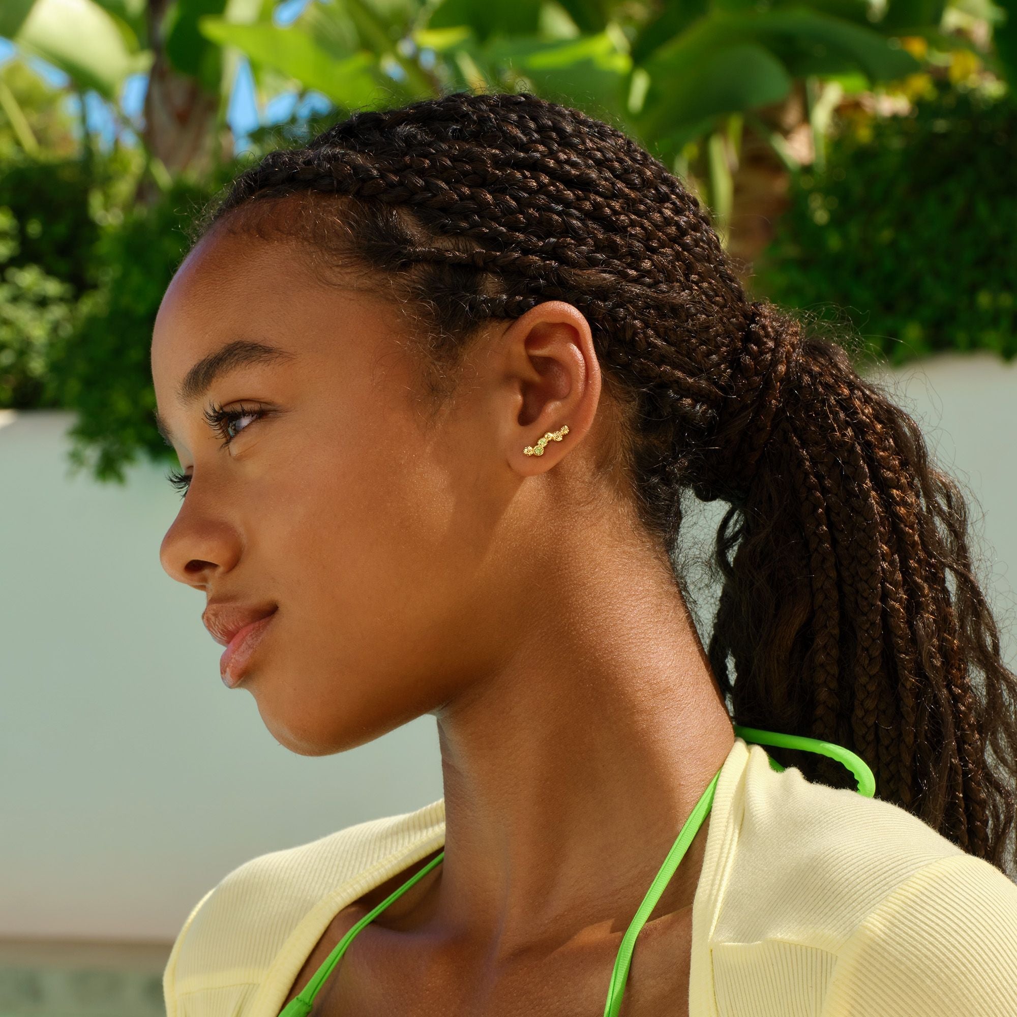 Wavy Gem Dots Earclimbers - Right ear